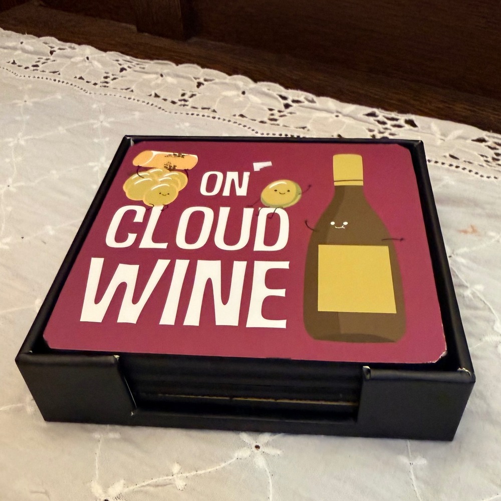 Pavilion Gift Company Wine Coaster Set 4pc Multicolor Excellent Punny Barware